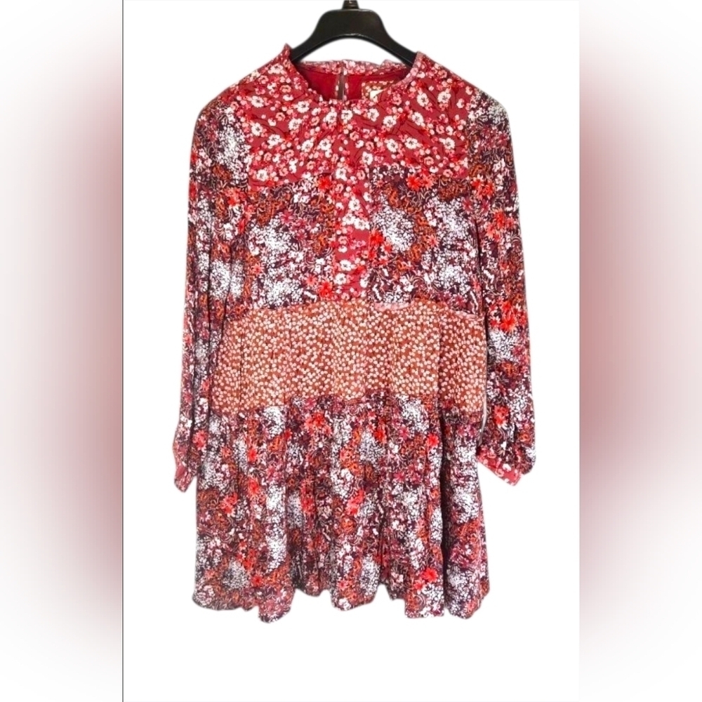 Maeve Anthropologie Esther Tiered Patchwork Dress Size Small Petite